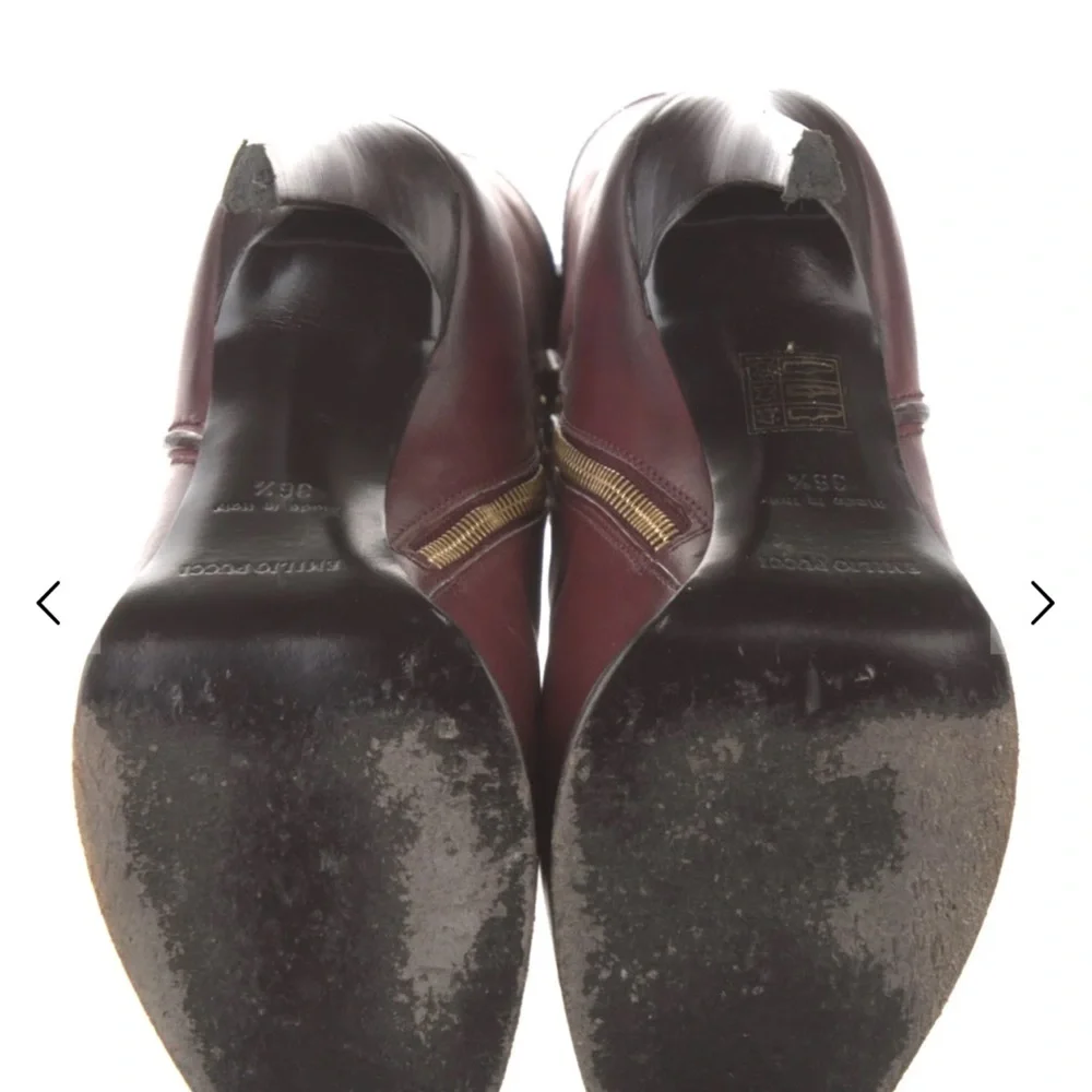 Emilio Pucci Elegant Burgundy Knee-High Leather Boots. Gently Worn. Size 40 1/2. - Picture 9 of 9